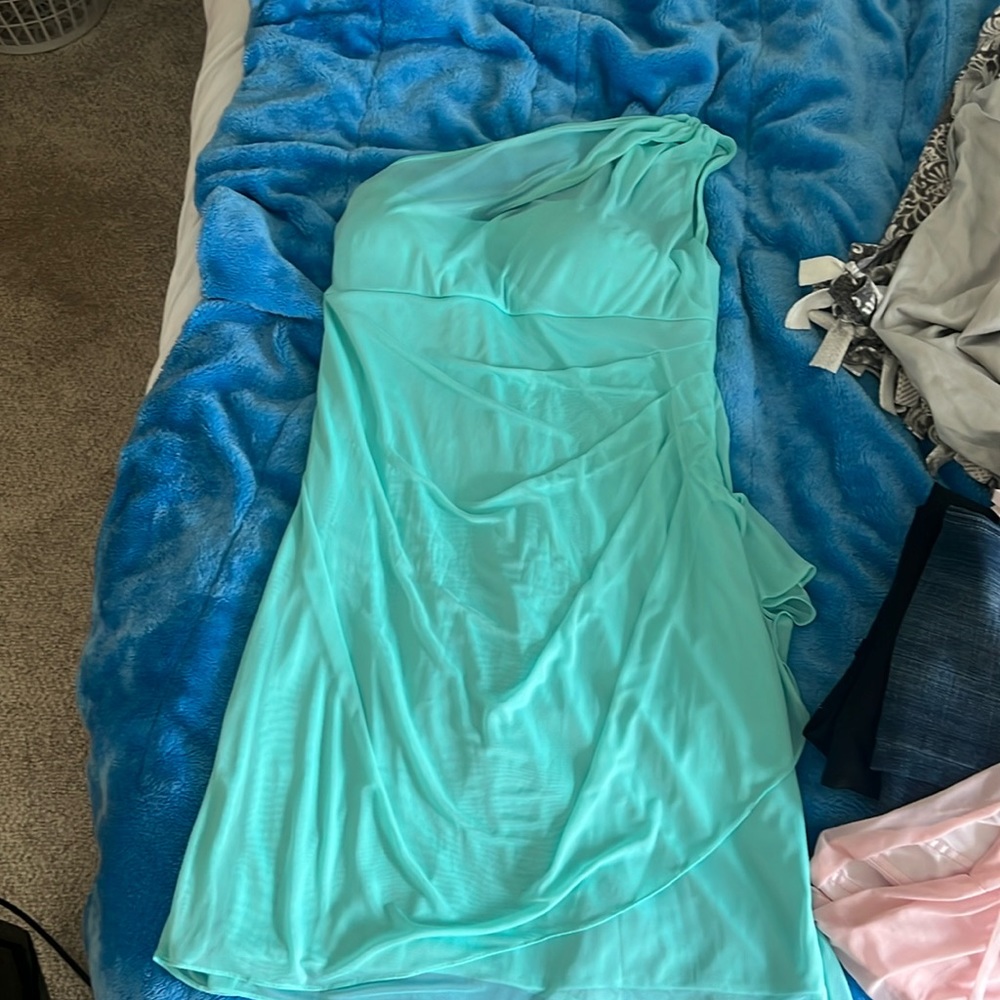 light blue short bridesmaid dress. Worn once.